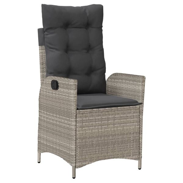 vidaXL 5-daļīgs dārza mēbeļu komplekts, matrači,gai&scaron;i pelēka PE pinums