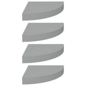 vidaXL stūra sienas plaukti, 4 gab., pelēki, 25x25x3,8 cm, MDF