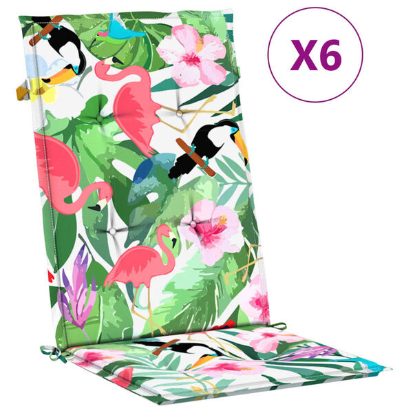 vidaXL krēslu ar augsto atzveltni spilveni, 6 gab., krāsaini, audums