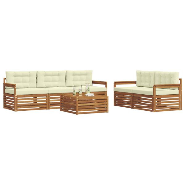 vidaXL Āra dīvānu komplekts ar spilvenu 6 pcs Dabisks un krējuma