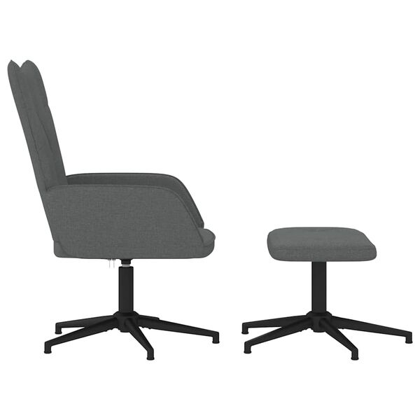 vidaXL atpūtas krēsls ar kāju balstu, tum&scaron;i pelēks audums