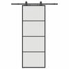 vidaXL bīdāmās durvis ar stiprinājumiem, melns, stikls, 76x205 cm
