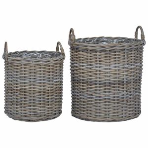 vidaXL Stādītāju grozs ar uzglabā&scaron;anu 2 pcs Pelēka Lacak rattan