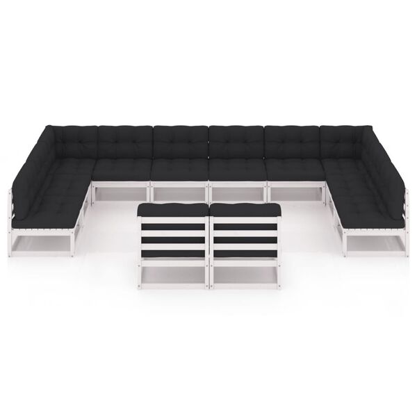 vidaXL 12-daļīgs dārza atpūtas mēbeļu komplekts ar matračiem, priede