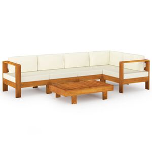 vidaXL 6 daļu dārza atpūtas mēbeļu komplekts ar spilveniem, 100x60 cm, akācijas koks