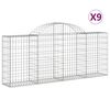 vidaXL arkveida gabiona grozi, 9 gb., 200x30x80/100 cm, cinkota dzelzs