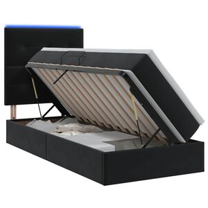 vidaXL LED uzglabā&scaron;anas gulta ar matraci Melns 100 x 200 cm Samts