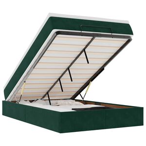 vidaXL Osmaņu gultas rāmis ar matrača tum&scaron;i zaļ&scaron; 120x200cm samts