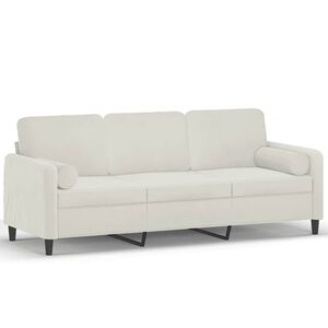 vidaXL trīsvietīgs dīvāns ar spilveniem, krēmkrāsas, 180 cm, samts