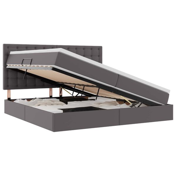 vidaXL Gulta ar uzglabā&scaron;anas vietu un LED ar LED Pelēka 200 x 200 cm