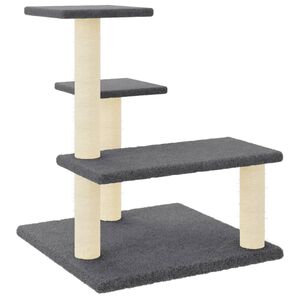 vidaXL kaķu māja ar sizala stabiem nagu asinā&scaron;anai, 61 cm, pelēka