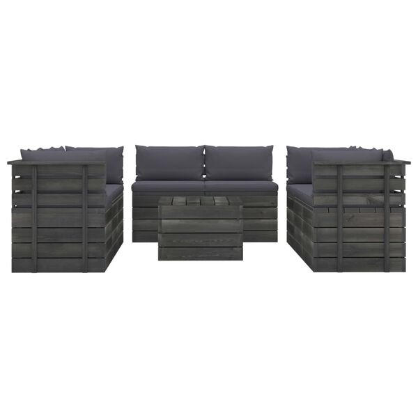 vidaXL 9-daļīgs dārza pale&scaron;u mēbeļu komplekts ar matračiem, priede