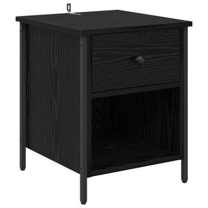 vidaXL Nakts skapītis Melns ozolkoks 40 x 42 x 50 cm Inženierijas koks