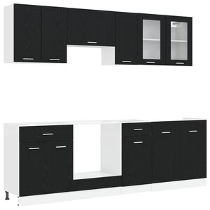 vidaXL Virtuves vienība Lyon 8 pcs Melns ozols Inženierijas koks