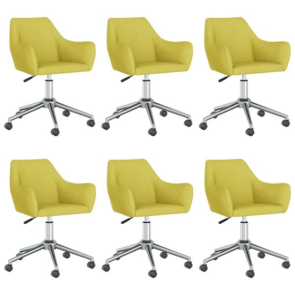 vidaXL grozāmi virtuves krēsli, 6 gab., zaļ&scaron; audums