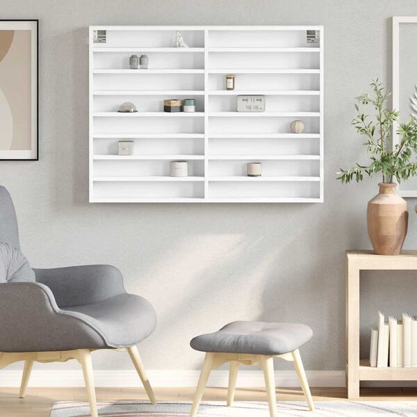 vidaXL vitrīnas skapis, balts, 100x8,5x75 cm, inženierijas koks