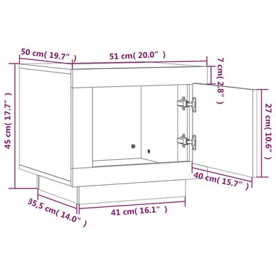 vidaXL kafijas galdiņš, balts, 51x50x45 cm, inženierijas koks