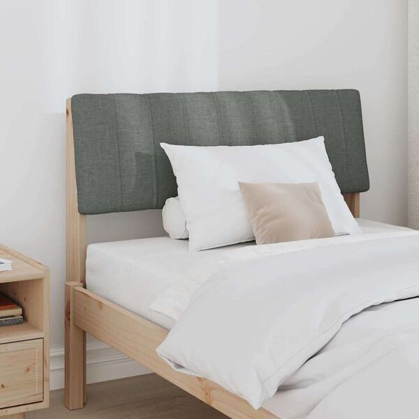 vidaXL Mīkstināts gultas galvgalis Tum&scaron;i pelēks 90 cm