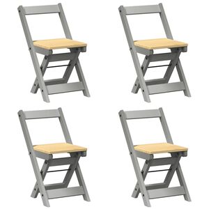 vidaXL Saliekamie krēsli, 4 gab., "Corona", pelēks, masīvs priedes koks