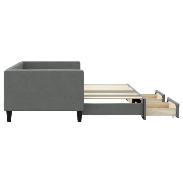 vidaXL gulta ar atvilktnēm, bez matrača, tum&scaron;i pelēks, 90x200 cm