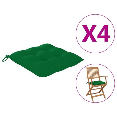vidaXL krēslu matrači, 4 gab., 40x40x8 cm, zaļi