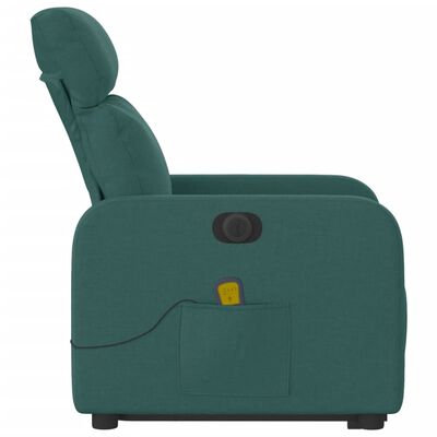 vidaXL elektrisks masāžas krēsls, paceļams, atgāžams, zaļš audums