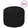 vidaXL darba virve, melna, 12 mm, 25 m, poliesters