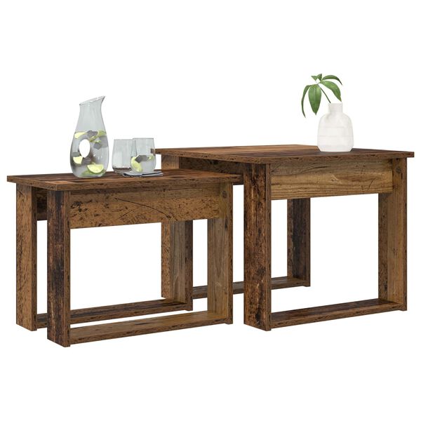 vidaXL Kafijas galda komplekts 2 pcs Vecs koks Inženierijas koks