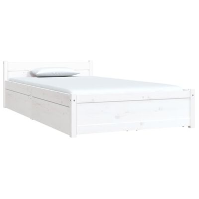 vidaXL gultas rāmis ar atvilktnēm, balta, 90x200 cm