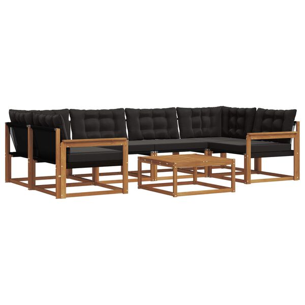 vidaXL Āra dīvānu komplekts ar spilvenu 7 pcs Dabīgs un melns