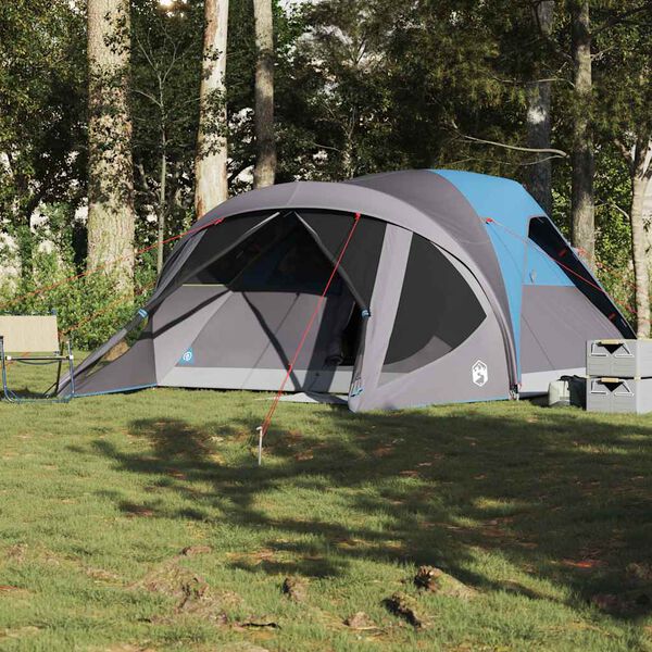 vidaXL ģimenes telts, tuneļa, 6 personām, zila, ūdensnecaurlaidīga