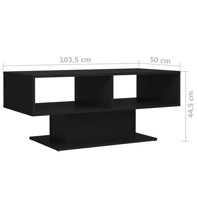 vidaXL kafijas galdiņš, melns, 103,5x50x44,5 cm, skaidu plāksne