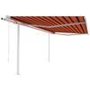 vidaXL izvelkama markīze ar kātiem, 4x3,5 m, automātiska, oranža/brūna