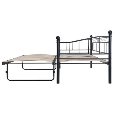 vidaXL gultas rāmis, melns tērauds, 180x200/90x200 cm