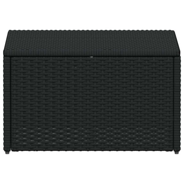 vidaXL 4-daļīgs dārza atpūtas mēbeļu komplekts ar matračiem, PE, melns