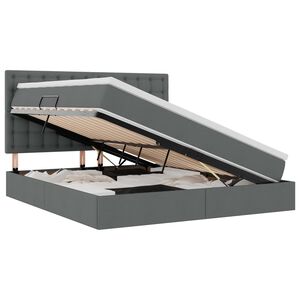 vidaXL Gulta ar uzglabā&scaron;anas vietu un LED Tum&scaron;i pelēks 180 x 200 cm