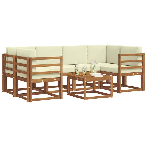 vidaXL Āra dīvānu komplekts ar spilvenu 7 pcs Dabisks un krējuma