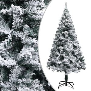 vidaXL mākslīgā Ziemassvētku egle ar sniegu, zaļa, 150 cm, PVC