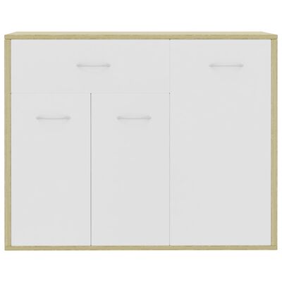 vidaXL kumode, balta un ozolkoka, 88x30x70 cm, kokskaidu plāksne