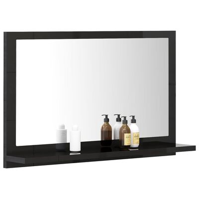 vidaXL vannasistabas spogulis, spīdīgi melns, 60x10,5x37 cm