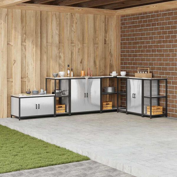 vidaXL Virtuves Uzglabā&scaron;ana ar plauktu Sudraba 60 x 50 x 92 cm Tērauds