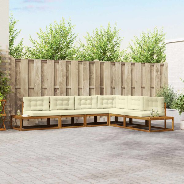 vidaXL Āra dīvānu komplekts 6 Gabals Dabisks un krējuma