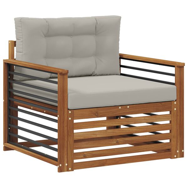 vidaXL Āra dīvānu komplekts Cieta akācijas koks un poliesters Dabiska