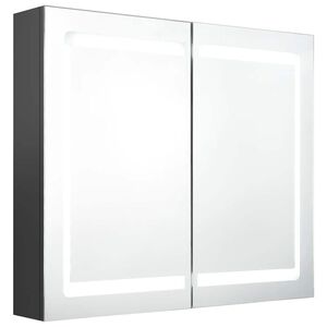 vidaXL vannasistabas skapītis ar spoguli un LED, 80x12x68 cm, pelēks