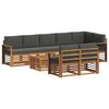 vidaXL Dīvāna komplekti 9 pcs Dabisks un antracīts Cietā akācijas koks