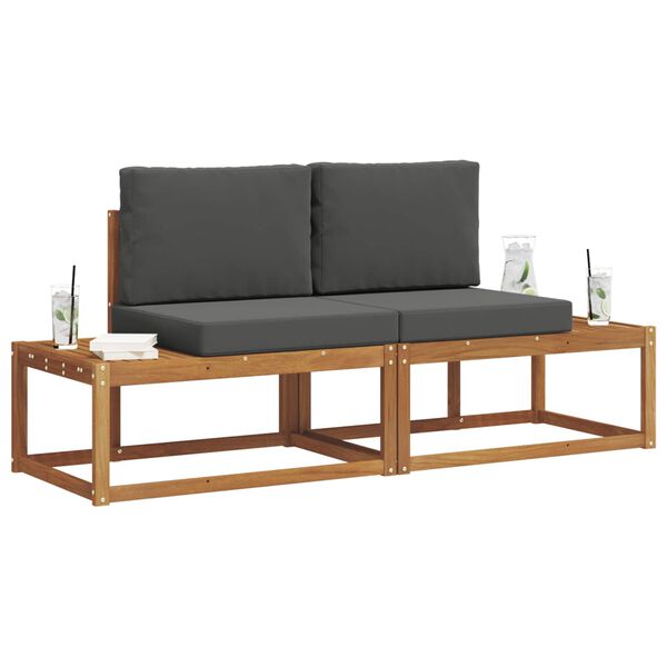 vidaXL Āra dīvānu komplekts ar spilvenu 2 pcs Dabiska