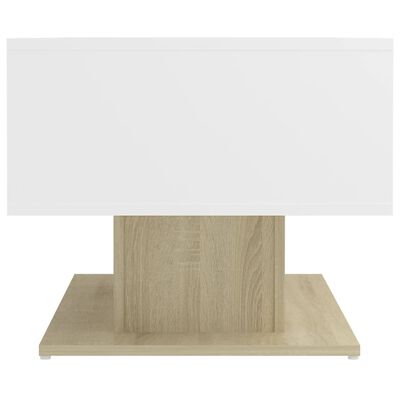vidaXL kafijas galdiņš, balts, ozola, 103,5x50x44,5 cm, skaidu plāksne
