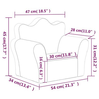 vidaXL bērnu dīvāns, antracītpelēks, mīksts plīšs