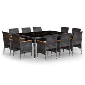 vidaXL 11-daļīgs dārza mēbeļu komplekts, pelēks, PE rotangpalma