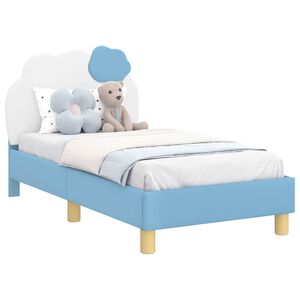 vidaXL Bērnu gultas rāmis ar galvgali Zila 70 x 140 cm PU